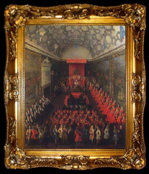 framed  Peter Tillemans Queen Anne addressing the House of Lords, ta009-2
